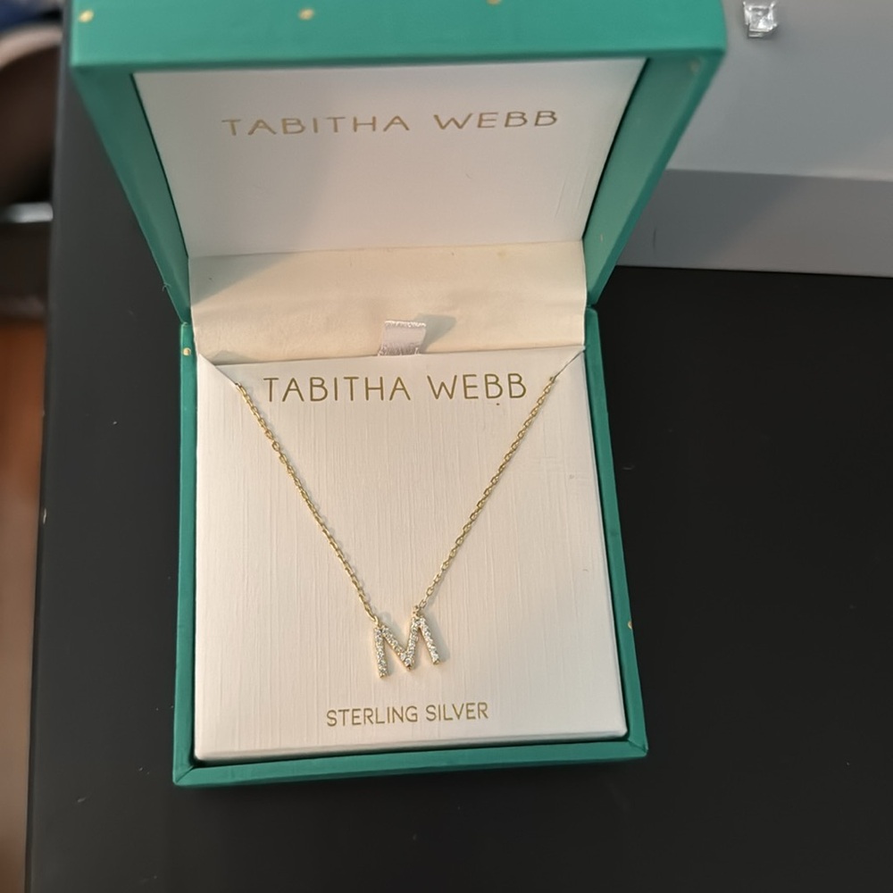 Sterling Silver M Pendant Necklace gold plated